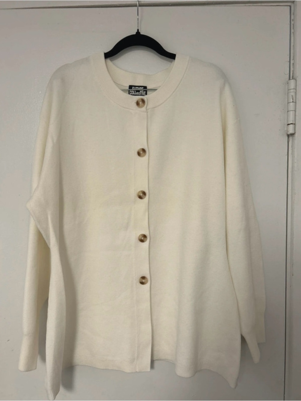 Future Collective Cream Button-Front Women's Sweater